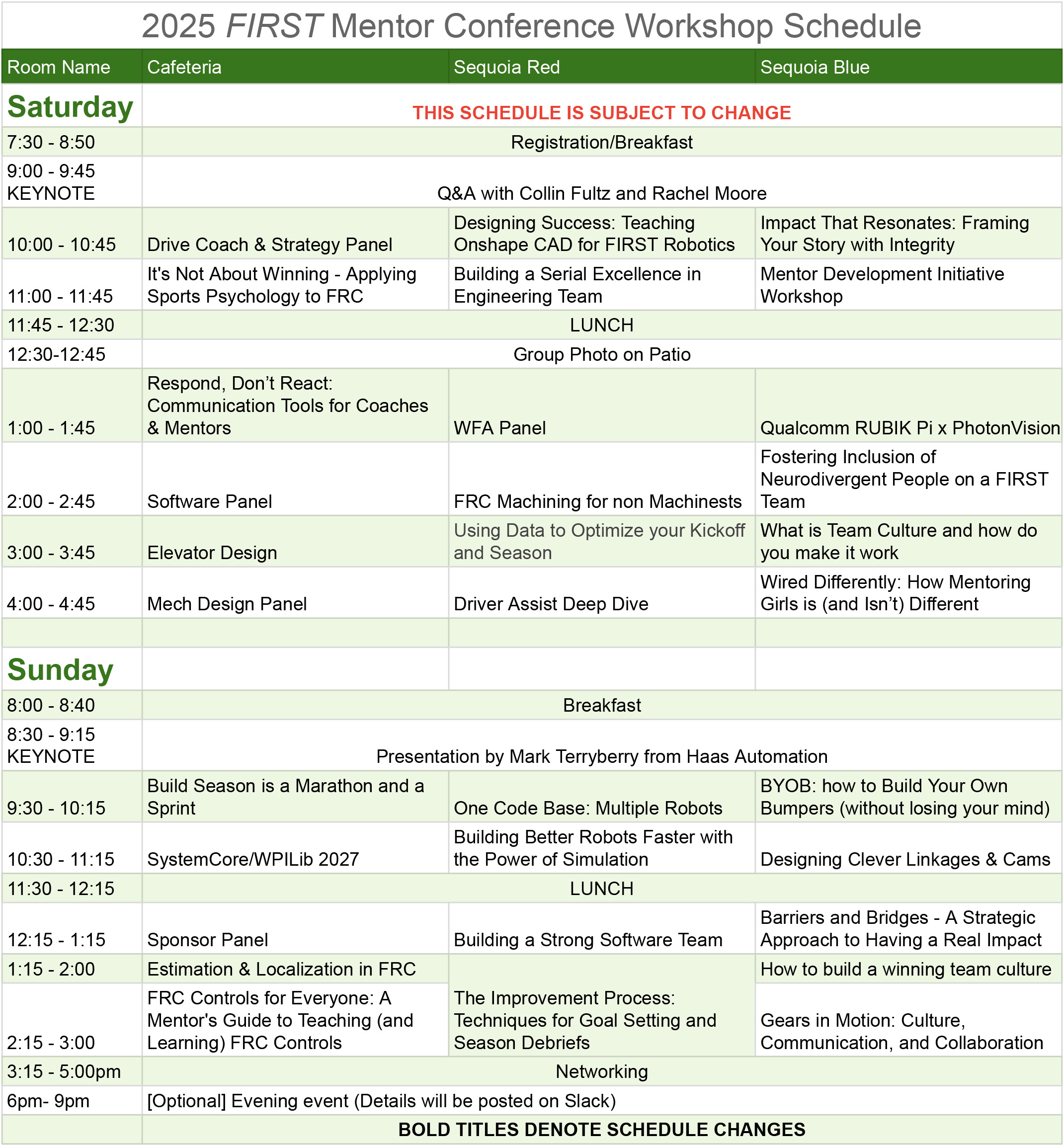 2025 FMC Schedule - Google Sheets